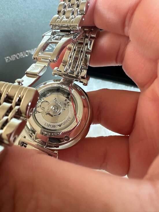 NWT! Rare! Emporio Armani AR60022 Automatic Crystal Silver Dial Women\'s Watch
